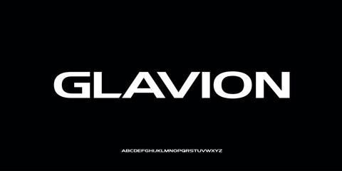 Obraz premium Vector illustration of a modern sans serif style alphabet letter display with geometric, clean, and futuristic characters.