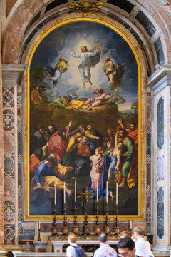 The Transfiguration of the Lord &ndash; the mosaic is a copy of a painting by Raphael (Raffaello Sanzio da Urbino). St Peter's Basilica, Rome, Italy.