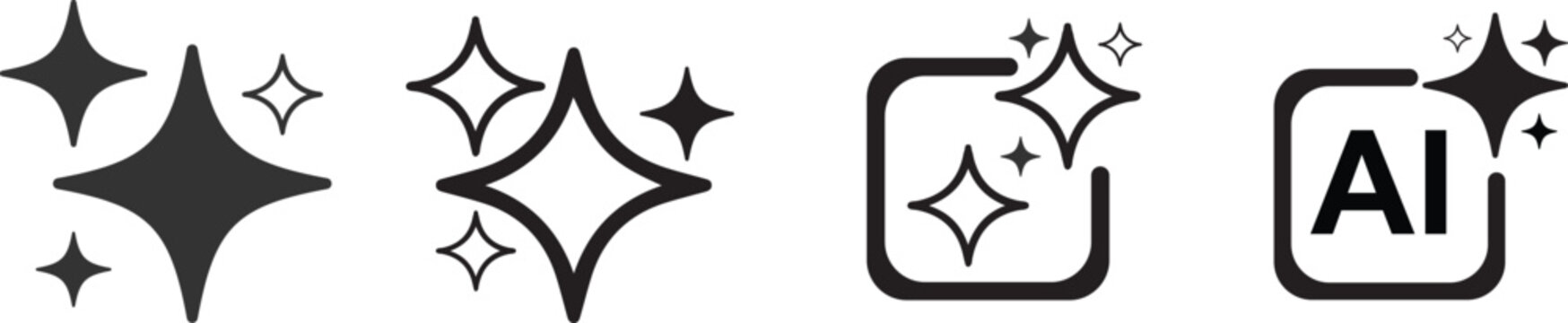  Generative AI logo icon sparkle symbol. AI generate vector illustration on isolated background.