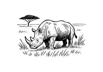 Rhino hand drawn simple sketch vector illustration © Shutoda