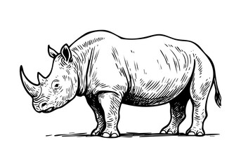 Rhino hand drawn simple sketch vector illustration