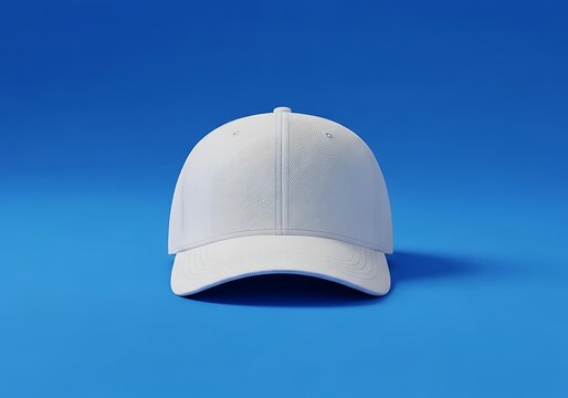 Minimalist studio shot of white baseball cap for apparel branding mockup.