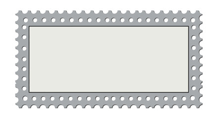 A blank rectangular postage stamp with perforated edges, ready for custom design or text, isolated on a white background.