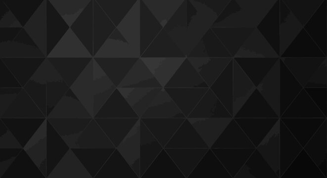 Abstract dark background with a repeating pattern of three-dimensional geometric triangles and facets, creating a modern textured surface.
