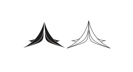 Two abstract graphic representations of a stylized tent or shelter structure. © Avoxel