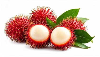 Fresh organic carrots with green leaves isolated on white background