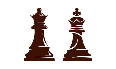 queen and king's chess icon vector
