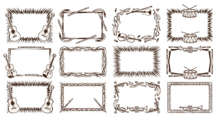 Set of vintage ornate empty picture frames with intricate designs