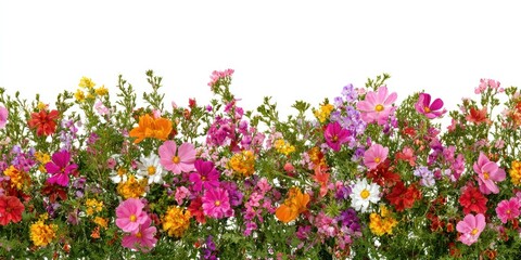 Fototapeta premium Vibrant wildflowers against white.