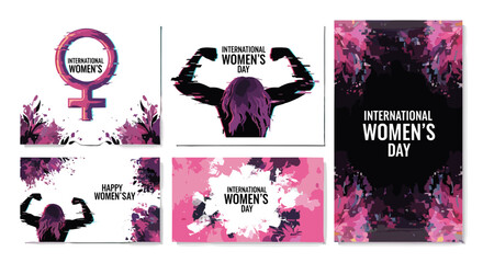 International womens day celebration with empowering symbols and pink themes
