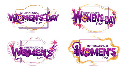 International womens day celebration banners with vibrant colors and designs