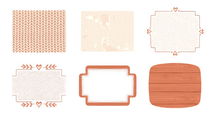 Set of six decorative frames and borders with vintage style design