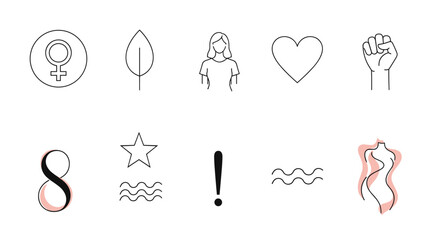 Collection of various icons and symbols including female gender