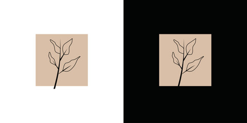 simple branched leaf logo vector