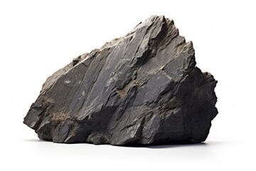 Obraz premium Basalt rock mineral white background anthracite.