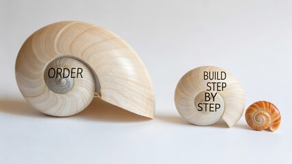 Three Nautilus Shells Aligned by Size and Order