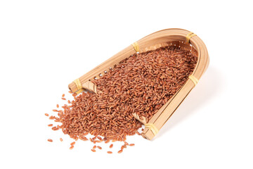 raw red rice isolated on white background