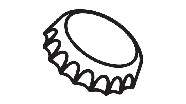 Bottle Cap Simple Line Art Black Monochromatic Illustration for Icon