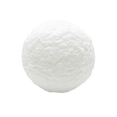 Fototapeta premium A white textured snowball or styrofoam sphere isolated on a solid black background. isolated on transparent background