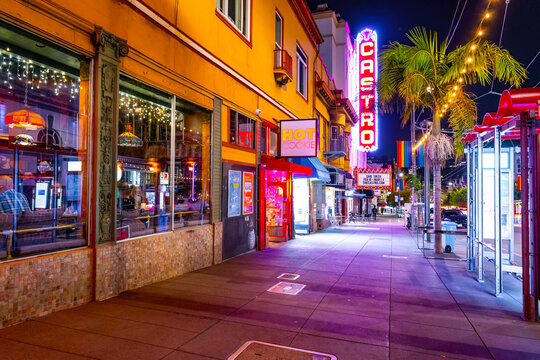 Colorful Castro District at Night in San Francisco California