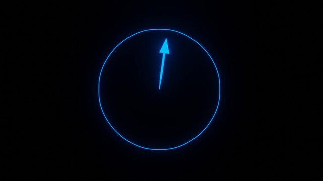 Glowing arrow circle animation futuristic style. Loop animation of glowing arrow on black background