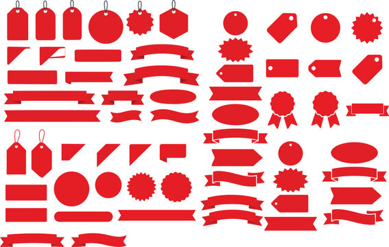 Red Sale Label Tag Ribbon Collection Design