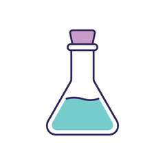 Stylized illustration of an Erlenmeyer flask containing a teal solution, perfect for representing scientific discovery, chemical experiments, and educational laboratory concepts