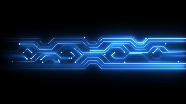 abstract technology background with neon blue lines seamless looping. technology background .4k video black background.4k animation.