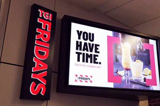 TGI Fridays, logo brand at Dallas-Fort Worth airpot terminal