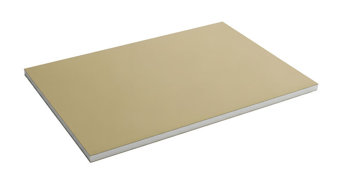 Isolated light brown plasterboard drywall sheet for construction on white background