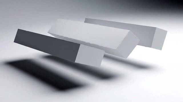 White Rectangular Blocks with Shadows on Gradient Background.