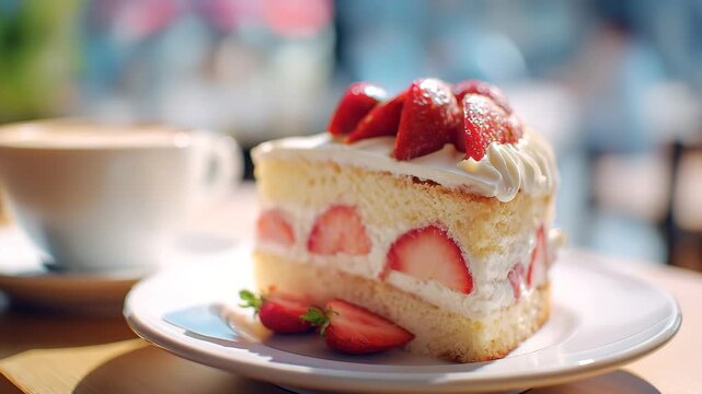 美味しそうな苺のショートケーキのケーキセット