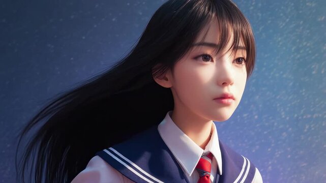 風に舞う女の子