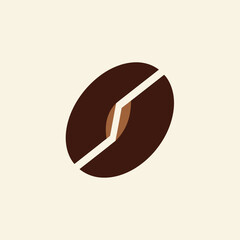 Obraz premium Minimalist Coffee Bean Illustration on a Light Background.