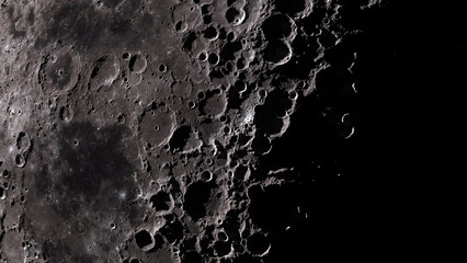 A highly detailed 3d illustration of the moon's lunar surface. Some elements of this image provided by NASA. © BradyBarrineau