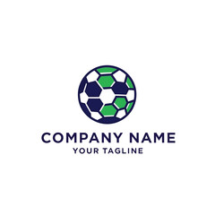 Soccer Ball Logo Design with Hexagonal Pattern and Company Name Tagline.