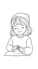 Little Girl Praying or Meditating with Closed Eyes and Folded Hands