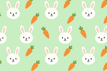 Cute rabbits and carrots pattern background
