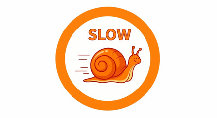 Orange snail icon with slow text in circular frame. © Shafiet