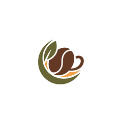 Obraz premium Coffee Bean and Leaf Logo Design.