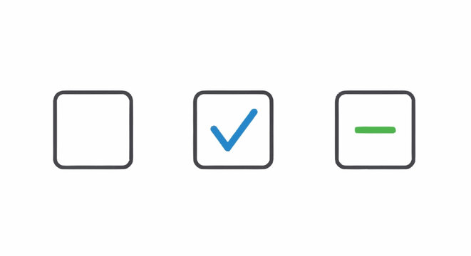 Simple checkbox icons with various states.