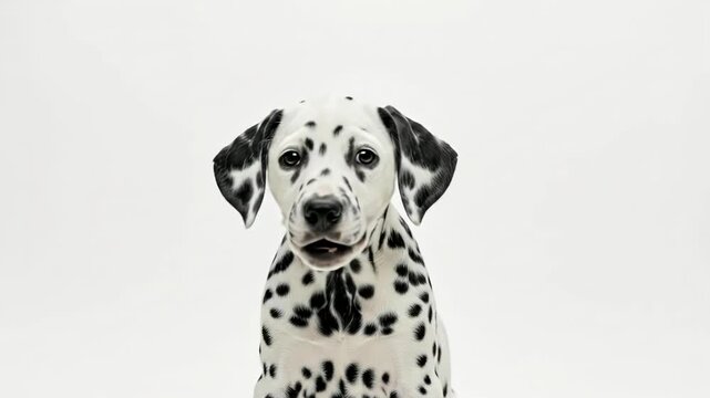 Dalmatian with Spotted Coat Looking at the Camera in a Studio Portrait.