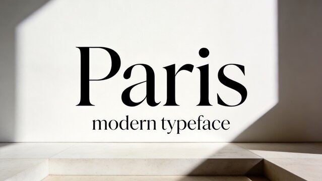 Elegant modern serif typography mockup displaying Paris typeface,branding identity,editorial design,logo inspiration,creative typography presentation with natural light