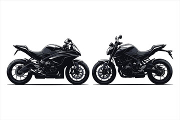 Obraz premium Two black motorcycle silhouettes on white background