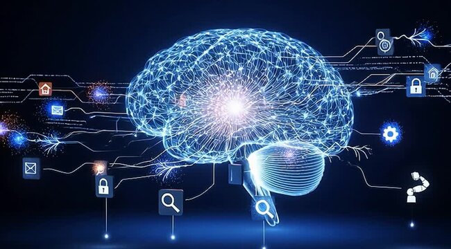 Stylized AI Brain, Abstract Nob Human.
