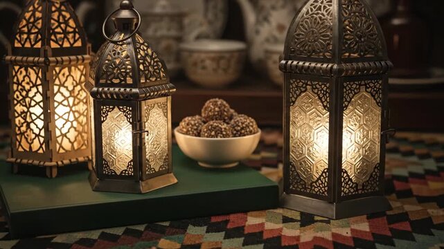 Ramadan Lanterns and Dates - A Festive Still Life.