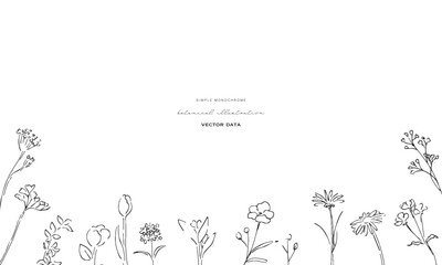 植物の線画イラスト。植物のベクターイラスト背景。葉っぱと花の背景フレーム。
Botanical line art illustration. Botanical vector illustration background. Leaves and flowers background frame.