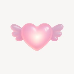 Pink heart with angel wings.