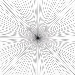 Numerous thin black lines radiate outward from a central dark focal point against a white background.