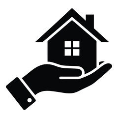 Hand Holding House Icon: Real Estate, Home Ownership, Property Concept
